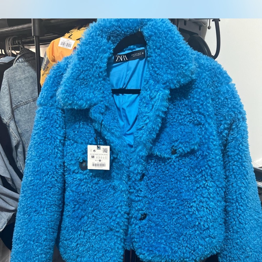 Zara Vibrant Blue Fleece Jacket